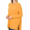 42POPS | Golden Mustard Side-Slit Round Neck Hi-Low Dolman Tunic - Women