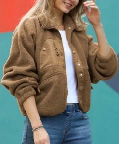 42POPS | Mocha Pocket Snap-Up Jacket - Women