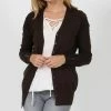 42POPS | Dark Olive Button-Accent Ribbed-Cuff Cardigan - Women