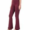 42POPS | Dark Burgundy Raw-Hem Flare Yoga Pants - Women
