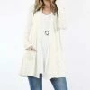 42POPS | Bone Slouchy Pocket Open Cardigan - Women