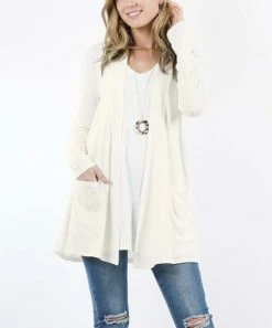 42POPS | Bone Slouchy Pocket Open Cardigan - Women