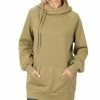 42POPS | Khaki Side-Tie Longline Hoodie - Women