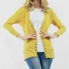 42POPS | Bright Golden Wasabi Long-Sleeve Snap-Button Cardigan - Women
