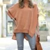 42POPS | Butter Orange Cowl Neck Hi-Low Poncho Sweater - Women