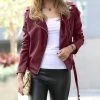 42POPS | Dark Burgundy Belted Moto Jacket - Women