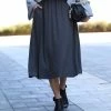 42POPS | Ash Gray Paper Bag Pocket Midi Skirt - Plus