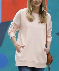 42POPS | Dusty Blush Crewneck Pocket Sweatshirt - Women