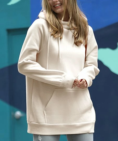 42POPS | Sand Beige Side-Tie Pocket Hoodie - Women