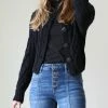 42POPS | Black Cable-Knit Sleeve Button-Up Cardigan - Women