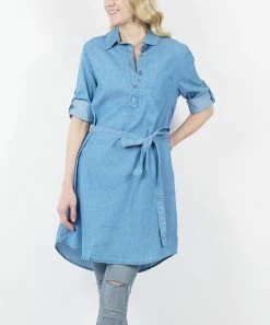 42POPS | Denim Chambray Tie-Waist Tunic - Women