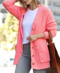 42POPS | Desert Rose Popcorn Button-Up Pocket Cardigan - Women