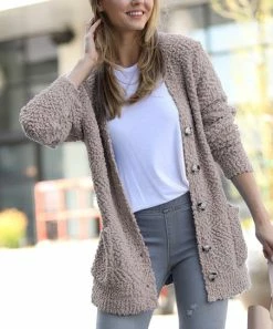 42POPS | Ash Mocha Popcorn Pocket Cardigan - Plus