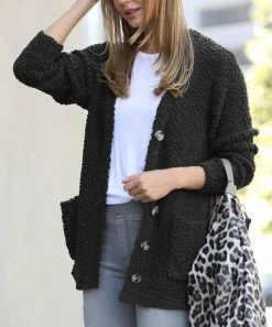 42POPS | Black Popcorn Button-Up Pocket Cardigan - Women & Plus