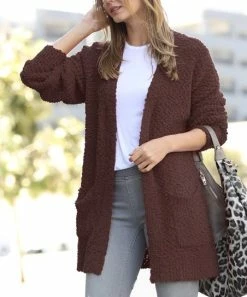 42POPS | Americano Popcorn Puff-Sleeve Open Pocket Cardigan - Women