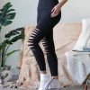 42POPS | Black Knee-Cutout High Waist Leggings - Women