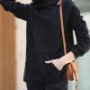 42POPS | Black Side-Tie Longline Hoodie - Women