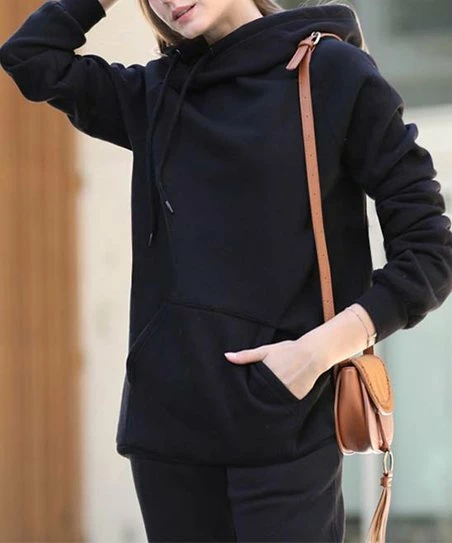 42POPS | Black Side-Tie Longline Hoodie - Women