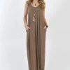 42POPS | Mocha V-Neck Pocket Maxi Dress - Women