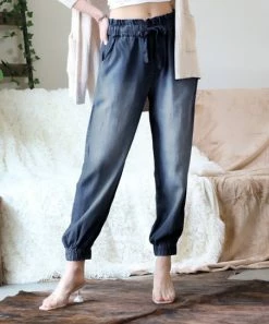 42POPS | Midnight Chambray Drawstring Pocket Joggers - Women
