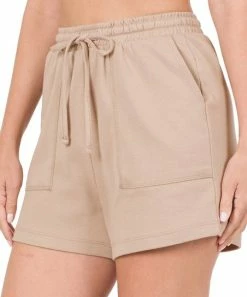42POPS | Ash Mocha Drawstring Pocket Shorts - Women