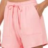 42POPS | Dark Pink Pocket Drawstring Shorts - Women