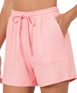 42POPS | Dark Pink Pocket Drawstring Shorts - Women