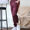 42POPS | Dark Burgundy Side-Zip Ruched Pocket Pants - Women