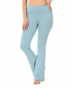 42POPS | Blue Gray Fold-Over High-Waist Yoga Pants - Women