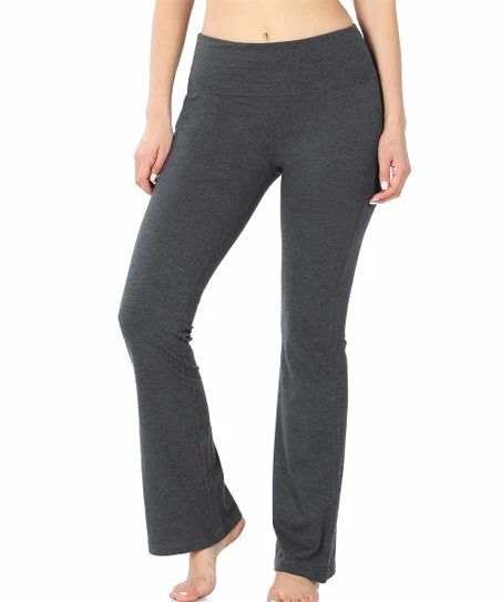 42POPS | Charcoal Fold-Over High-Waist Yoga Pants - Women