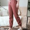 42POPS | Dark Rust Pigment-Dye Drawstring Pocket Joggers - Women