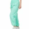 42POPS | Mint Windbreaker Smocked-Waist Tie-Cuff Pocket Joggers - Women