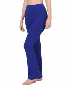 42POPS | Bright Blue Fold-Over High-Waist Yoga Pants - Women
