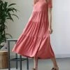 42POPS | Ash Rose Tiered Short-Sleeve Midi Dress - Women