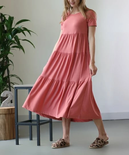 42POPS | Ash Rose Tiered Short-Sleeve Midi Dress - Women