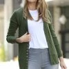 42POPS | Army Green Ribbed Snap Cardigan - Women