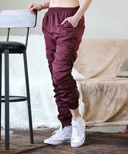 42POPS | Dark Burgundy Ruched Pocket Pants - Women