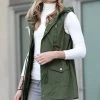42POPS | Army Green Drawstring-Waist Pocket Hooded Vest - Women