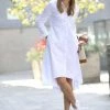 42POPS | White Hi-Low Pocket Shirt Dress - Women