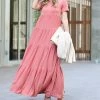 42POPS | Ash Rose Tiered Short-Sleeve Maxi Dress - Women