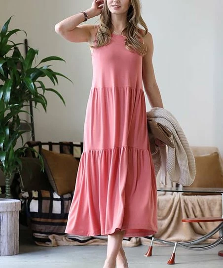 42POPS | Ash Rose Sleeveless Tiered Midi Dress - Women