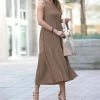 42POPS | Mocha Sleeveless Tiered Midi Dress - Women
