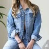 42POPS | Medium Distressed Long-Sleeve Pocket Denim Jacket - Women