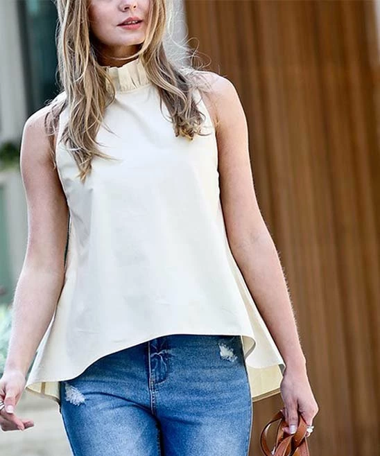 42POPS | Latte Tie-Back Sleeveless Hi-Low Top - Women