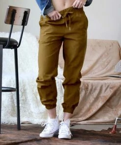 42POPS | Dusty Olive Windbreaker Drawstring-Waist Pocket Joggers - Women