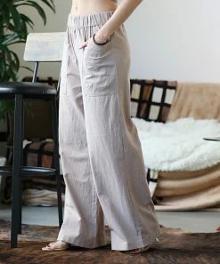 42POPS | Ash Mocha Front Patch-Pocket Wide-Leg Pants - Women