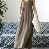 42POPS | Mocha V-Neck Cami Pocket Maxi Dress - Women