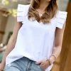 42POPS | White V-Neck Pleated-Sleeve Top - Women