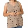 42POPS | Ash Mocha & Black Star V-Neck Tank - Plus