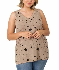 42POPS | Ash Mocha & Black Star V-Neck Tank - Plus